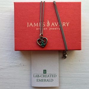 James Avery Remembrance Heart Pendant with Lab-Created Emerald